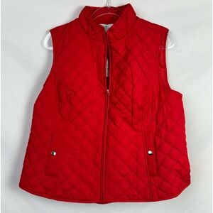 NWT Croft & Barrow Women’s RED Satin Zip Up Vest Size Petite X-Large